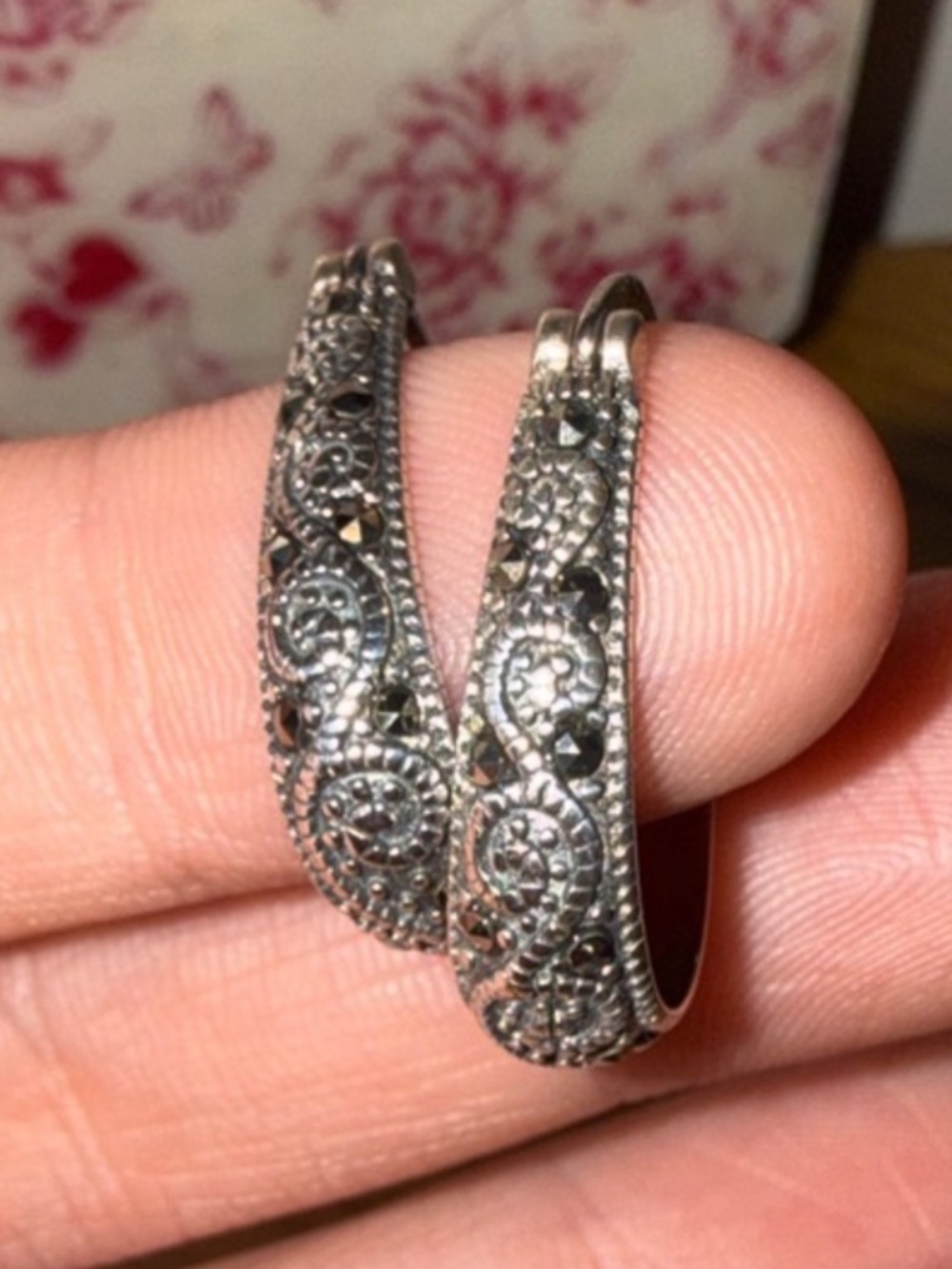 Sterling Silver Pavé Hoop Earrings in Silver